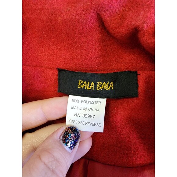 Bala Bala Jacket Women Medium Red Abstract Yarn Faux Wool Vintage Artsy - Picture 8 of 11
